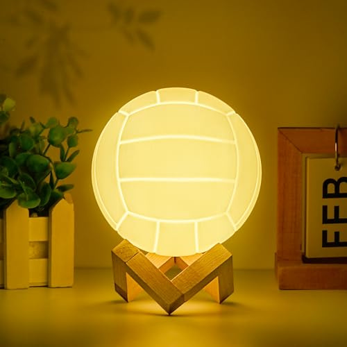 Volleyball 3D Night Light with Remote,3D Printed Volleyball Lamp-4.7inches | 16-Color Lamp for Volleyball Fans,Bedside Table Light,Room Decor,Graduation Gift,Stocking Stuffer & White Elephant Gift