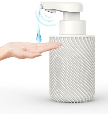 Octonyluck Distributeur Savon Automatique avec Capteur Infrarouge, Contact Distributeur de Savon Automatique Rechargeable par USB, Distributeur Liquide Vaisselle, avec éTiquette éTanche, Blanc, 300 Ml