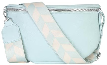 Damen Bauchtasche stylisch Umhängetasche Hüfttasche Bodybag Gürtel Crossbody Bag Schultertasche mit Verstellbaren Gurt 25 (Mint, Groß 28 x 18 x 9 cm)