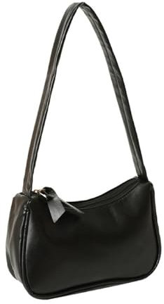 ZXYLX 1-teilige Handtasche, Damenhandtasche, modische, lässige kleine Handtasche, PU-Leder-Clutch, einfarbige Umhängetasche, Umhängetasche mit Reißverschluss, modisch und vielseitig (schwarz)