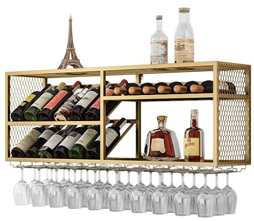 Weinregal Wand Metall Flaschenregal Schmal Bar Regal Wand Couchbar Wine Rack Barschrank Minibar Vitrine Hängend Weinschrank Getränkeregal Küchenregal Mehrzweckregal für Esszimmer Home Bar ( Color : Go