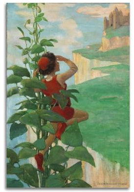 Jessie Willcox Smith (Jack und die Bohnenstange) Künstler-Poster, Wandkunst, Rollen, Leinwand, Gemälde, Bild, Wohnzimmer-Dekoration, Zuhause, 40 x 60 cm