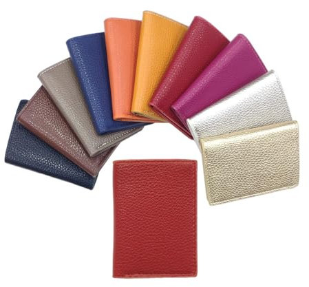 LOLUNA® Porte-Cartes en Cuir, pour Billets, Carte de crédit, Visites et Fidelités pour Femme et Homme - Rouge