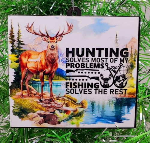 Generic Jagd-Weihnachtsschmuck – Jagd löst die meisten meiner Probleme... Angeln löst den Rest