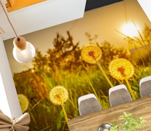 3D-Aufkleber, selbstklebende Wandtapete 3D Sonne Pusteblume,400 * 280cm Boden Aufkleber 3D Bodenaufkleber Wohnzimmer Schlafzimmer Boden Deko