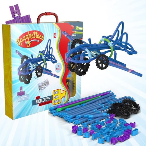 spaghetteez Anti-Stress-Spielzeug für Kinder ab 5 Jahren, pädagogisches Montessori-Bastelset für Jungen und Mädchen, Flexible Baustöcke zum Basteln - Noodle Flyer Set