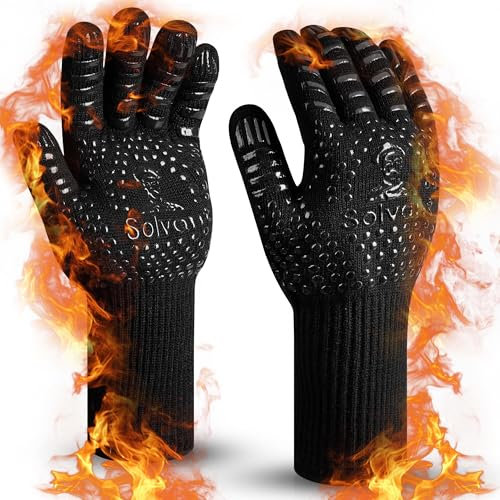 Guantes Barbacoa, Resistentes al Calor hasta 800 °C, Aplicables a Guantes Horno, Guantes Resistentes al Calor, retardantes de Fuego,Guantes Barbacoa Altas Temperaturas