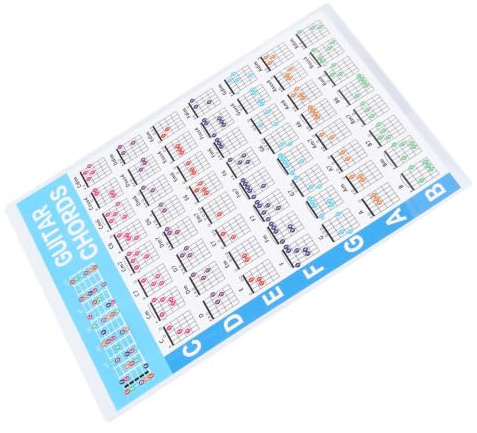 Gitarren-Akkord-Poster, Hochfestes 56 Farbcodiertes Beschichtetes Papier Ukulele-Akkord-Poster Pädagogisches Referenzhandbuch for Anfänger Lehrer Musikschulen Heimunterricht Reisen