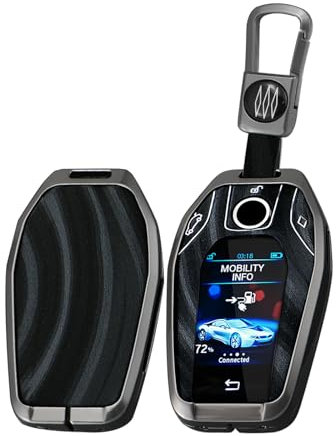 ontto Autoschlüssel Hülle Passt für BMW Display LCD 5er 7er G11 G12 G30 G32 i8 I12 I15 G01 X3 G02 X4 G05 X5 G07 X7 Schlüsselhülle Gebürstetes Schlüsselcover Schutzhülle mit Schlüsselanhänger-A Schwarz