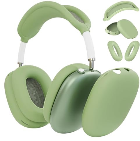 Foweroty Silikon-Schutzhülle für AirPod Max (2024/2020), Ohrpolster-Hülle, Ohrmuschel-Abdeckung, Kopfband-Abdeckung, kratzfest, Zubehör, Ultra-Schutzhülle für Apple AirPods Max (USB-C), Grün