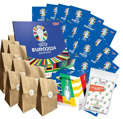 Bundle mit Topps - UEFA EURO 2024 Germany - Der Adventskalender 2024-24 tolle Überraschungen + Exklusive Collect-it Hüllen