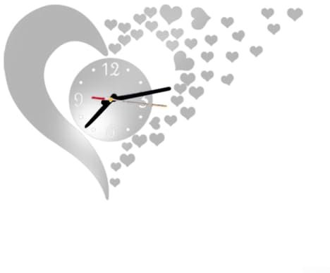 Orologio adesivo da parete in acrilico per migliorare l'atmosfera del salotto o dell'ufficio (argento)