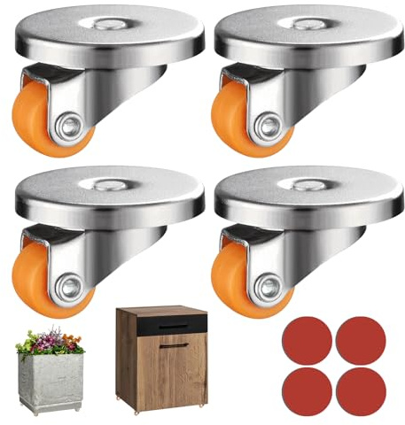 Ruedas para Muebles Giratorias 360°, Ruedas Pequeñas Autoadhesivas, 0.5 Pulgadas, Juego de 4, Silenciosas y Antideslizantes, Material PP, Ideales para Muebles Pequeños, Macetas y Armarios