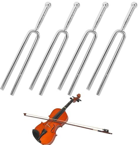 A440 Tuning Fork Set,4pcs 440hz Tuning Forks for Guitar/Violin,A 440 Hz Violin Guitar Tuner,A440 Hz Tuning Fork,Professional Musical Standard Instruments Violin Guitar Tuner Device,Silvery Tuning Fork