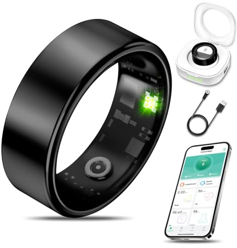 Smart Health Ring for Women Men Fitness Tracker with Heart Rate, Blood Oxygen, Blood Pressure, Sleep Monitoring, Step Counting, IP68 Waterproof for iPhone and Android, No Subscription Fee, Black 7