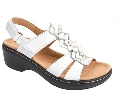 Sandali ortopedici da donna estivi comodi con zeppa a punta aperta, sandali da spiaggia casual alla moda da donna traspiranti spessi, bianco, 35 EU