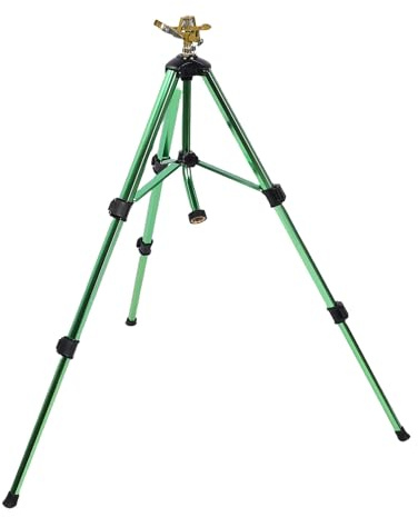 Riuulity Messing-Impulsregner, Stativbasis, 360-Grad-Drehung, 20-35 Fuß Abdeckung, Metallfilterdichtung, PTFE-Band, Verstellbarer Rasen- und Gartensprinkler