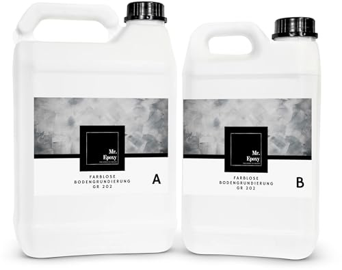 Mr. Epoxy 2K Epoxidharz Grundierung (3kg, transparent) - Tiefenverfestigende Bodenbeschichtung & Betonversiegelung für Garagen, Werkstatt, Keller - Haftgrund für Außen & Innen