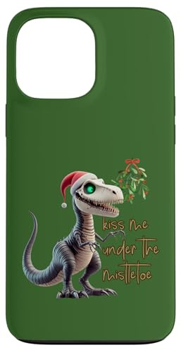 christmas dino santa mistletoe love kiss nightmare funny Case for iPhone 13 Pro Max