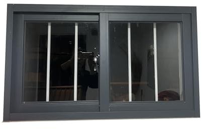 Finestra scorrevole in lega di alluminio for seminterrato, piccola finestra di ricambio orizzontale con vetro e zanzariera, for bagno, cucina, soppalchi, garage e fienili(37x24in/94x61cm)