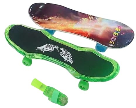 Leuchtendes Fingerboard - Kleine Skate Nachbildung zum Sammeln, blinkende LED-, langlebige ABS-Konstruktion, realistische Grafiken und Anti-Rutsch-Streifen | Lustiges sensorisches Spielzeug für