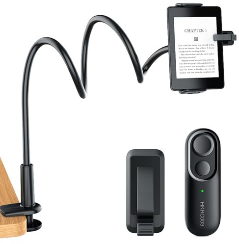Zephviora Support pour Kindle avec Télécommande Tourne-Pages, Bras Flexible de Lit et Accessoire de Lecture Mains Libres pour Kindle Paperwhite/Oasis/Kobo, iPad, Tablettes 4,7-10,35 Pouces