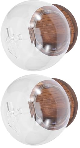 Abaodam Lot de 2 Dômes en Verre Transparents avec Socle en Bois Vintage Éclairé LED – Protection Anti-poussière pour Figurines, Objets de Collection et Décorations Artisanales –