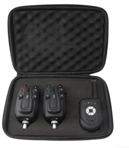 HEIBTENY Kabelloser Bissanzeiger Set zum Karpfenangeln mit 1 Empfänger, digitaler LED-Sound, regendicht, 6-stufige Empfindlichkeit, für Reservoir Sea Rod Rock Fishing (2/3/4 Sender)(1+2 Alarm)