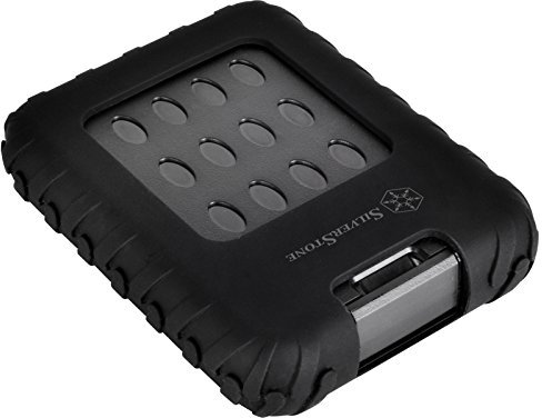 SilverStone SST-MMS01 - Externes USB 3.0 Super-Speed Festplatten-Gehäuse für 7 oder 9,5 mm dicke 2.5-HDDs oder SSDs im MIL-STD-810G-Military-Design und mit IP65-Zertifikat für Staub- und Wasserdichtigkeit, schwarz