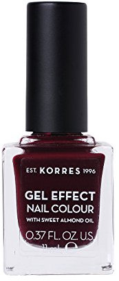 KORRES Natural Gel Effect Nail Colour, Burgundy Red 11 ml, Vegan