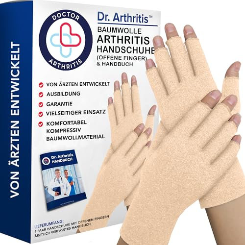 Tutore Polso a Compressione Ideato da Medici – Guanti Senza Dita per Artrosi alle Mani – Polsiera Ortopedica per Alleviare Tunnel Carpale, Gonfiore e Infiammazioni (Beige, 1 Paio, Taglia M)