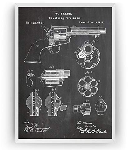 Mason Revolver Colt Peacemaker 1875 Patent Poster - Print Jahrgang Drucke Drucken Bild Kunst Geschenke Zum Entwurf Dekor Vintage Art Blueprint Decor - Rahmen Nicht Enthalten