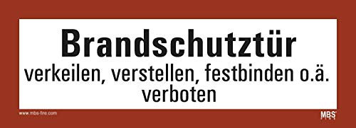 Aufkleber Brandschutztür Folie nach DIN verkeilen, verstellen... 297x105mm MBS-FIRE®