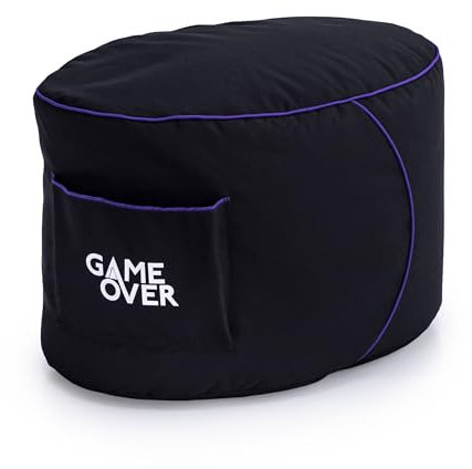 Game Over Repose Pied Pouf De Jeu | Repose Jambes De Salle De Séjour Intérieure | Poches Latérales pour Les Manettes | Faite pour Durer | Conception Ergonomique (Peau de Dragon)