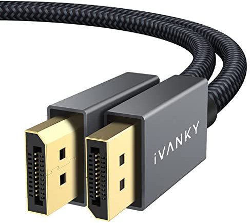 IVANKY DisplayPort Kabel 4K, DP Kabel 4K@60Hz, 2K@144Hz, 2K@165Hz, 1080@240Hz, Display port Kabel mit FreeSync/G-Sync, Geeignet für 144Hz-Gaming-Monitor, PC, Grafikkarte (1M, 4K, Grau)