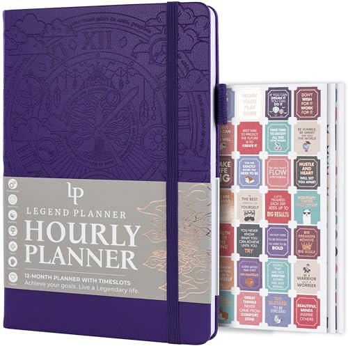 Legend Planner Stundenplan - Wochen- & Tagesorganizer mit Zeitschlitzen Terminkalender für die Arbeit Undatiert A5 (Lila)