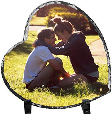 YJZQ Schieferplatte mit Foto Schiefertafel mit Ständer Personalisierte Foto auf Schiefer Benutzerdefinierte Bilderrahmen mit Individuellem Fotodruck für Geburtstaggeschenk Weihnachtengeschenk