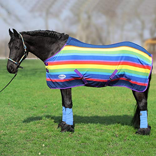 York Polarfleecedecke Abschwitzdecke Fleecedecke Pferdedecke Rainbow (155 cm)