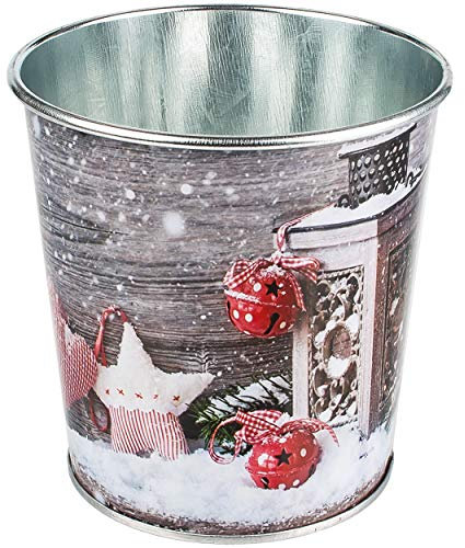 Deko Topf/Metalleimer/Blumentopf - Motivwahl - Weihnachten - 10 cm hoch - Metall rostfrei - Blech Eimer - rund - frostsicher - Pflanztopf Übertopf Gartene..