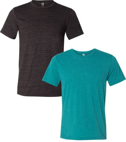 Bella + Canvas Unisex Crew Neck Triblend Short Sleeve Tee, Charcoal/Teal, Medium