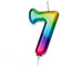 Anniversary House Colourful Rainbow Metallic Candle, Number 7, 7th Birthday Cake Topper, 7 Centimeters, AHC06/7