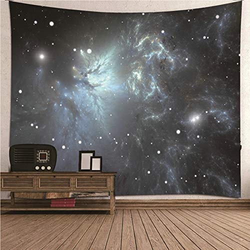 KnSam Wandteppich, Tapisserie Wandbehang Wohnzimmer Heimdekorationen Aus Polyester Universumsthema Sternenhimmel Schwarz 200X200Cm Wandteppiche