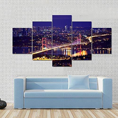 TopArt Bild auf Leinwand - Leinwandbilder Bosporus-Brücke in Istanbul Wandkunst Malerei Leinwand Kunstwerk Dekoration Bild fertig auf Keilrahmen !