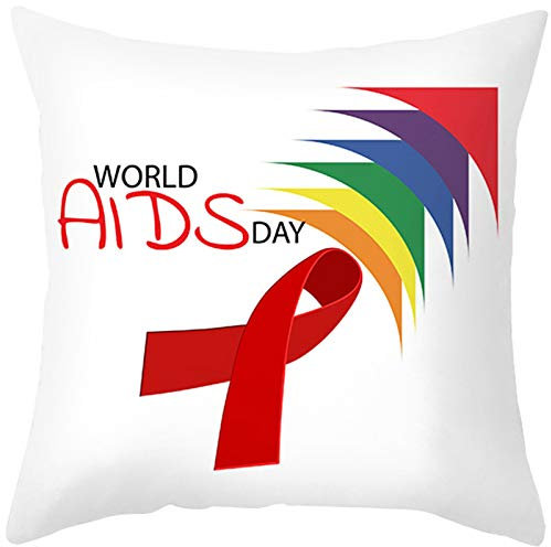Banemi Deko Kissenbezüge 40X40cm, Welt Aids Tag Knoten Weiß Rot Polyester für Wohnzimmerstuhl Sofa