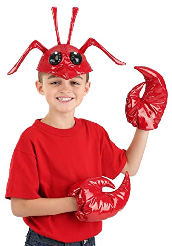 Kids Lobster Costume Kit - Headband with Antennae and Claw Mitts, Bendable Legs, and Adjustable Fit