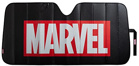 Plasticolor 003823W01 Marvel Brick Logo Accordian Parabrisas Frontal Parasol Ajuste Universal