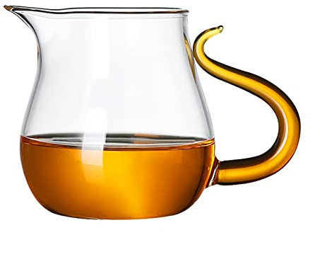 Liudan Gravy Boats Heat-resistant Glass Tea Pitcher Teaware Coffeeware Accessory Milk Cup 380ml Clear Small Water Jug Cofee Pot Heatable Kettle Sauce Jug (Color : Yellow 380ml)