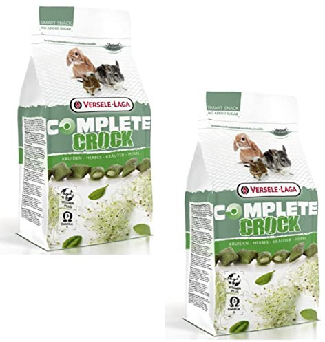 Versele-Laga Complete Crock Herbs | Kräuter | Doppelpack | 2 x 50 g | Snack für Kaninchen und Verschiedene Nagetiere | Ausgewogene und knusprige Leckerei mit weicher Kräuterfüllung