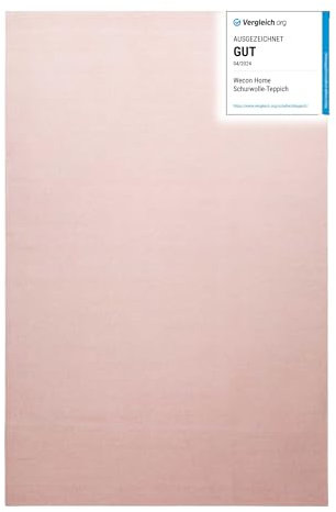 Wollteppich handgewebt - wertvoller, nachhaltiger, Teppich bestens geeignet fürs Wohnzimmer, Schlafzimmer und Kinderzimmer, Handwebteppich aus Schurwolle - Perpignan - 130 x 190 cm, Rosa