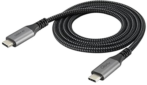 AAOTOKK Cavo USB4 Trasferimento dati da 40Gbps da USB Tipo C Maschio a USB C(20V,5A) Supporto Singolo Doppio Monitor 4K/5K 60Hz Cavo Thunderbolt 3per hub,eGpu,MacBook,Dell,Grigio(1,2M/4Piedi)